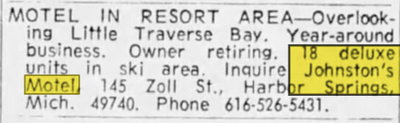 Johnstons Motel - May 26 1968 Article